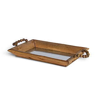 This set of two wood and metal trays with beaded handles is the perfect addition to any home decor. With their bohemian style, these trays are tasteful and elegant. They're large enough to display separately or together as a pair.Set of 2 trays with handles | Made of wood with metal base | For decorative purposes only | Spot or wipe clean