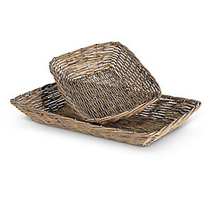 The Gerson Company Brown Willow Basket Trays (Set of 2), , rollover