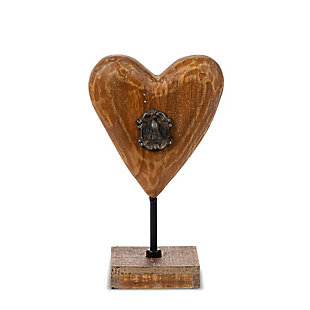 The Gerson Company Carved Wood and Metal Large Heart with Key, , large