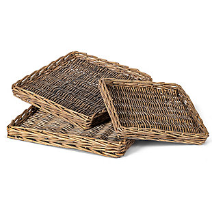 The Gerson Company Assorted Size Willow Trays (Set of 3), , rollover