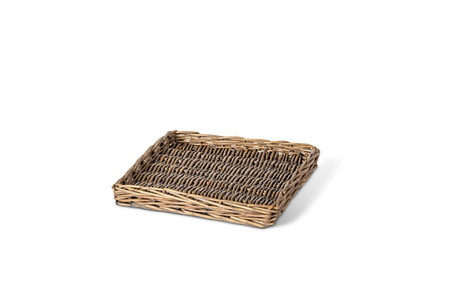 This set of three square willow trays is the perfect addition to any home decor setting. Made of woven willow fibers, they're durable, yet made of sustainable materials that are eco-friendly. These trays are perfect to display together as a set or separately throughout your house. Not food safe.Set of 3 woven willow rattan fiber trays | Perfect to display as a set or separately | Not food safe | Spot or wipe clean