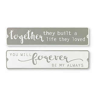 The Gerson Company Set Of Two 38.39-in L White And Gray Embossed Metal Inspirational Signs, , rollover