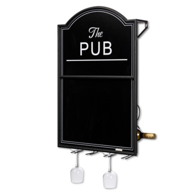 The Gerson Company 31in H Metal And Wood Pub Wine Rack With Chalkboard Front, , large
