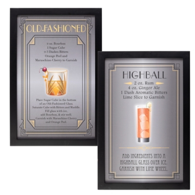 The Gerson Company Set Of Two 23.63-in H Cocktail Recipe Wall Art, , large