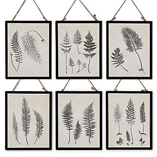 The Gerson Company Set Of Six 10-in H Black And White Fern Wall Art, , large
