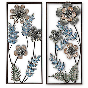 The Gerson Company Set Of Two 30-in H Floral Metal And Wood Wall Art, , rollover