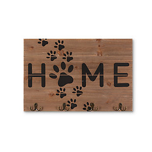 The Gerson Company 21in L Wooden Pet Themed "Home" Wall Art with Hanging Hooks, , large