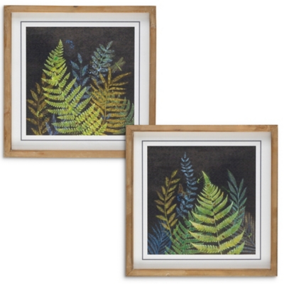 The Gerson Company Set Of Two 15.75-in H Night Fern Wall Art In Wooden Frames, , large