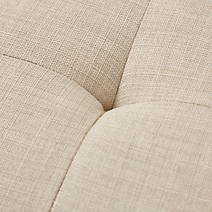 Accent your living area with a splash of color from INK+IVY’s Newport Lounge Chair. The tight back and seat feature a clean, tailored look accented with tufted buttons. Textured beige upholstery and a pecan finish on the wood legs give this lounge chair a warm and alluring appeal. With its mid-century design and small silhouette, it's sure to impress in your living room.Made with wood | Legs with pecan finish | Polyester upholstery | High-density foam filling | Button tufting | Attached seat cushion | Assembly required