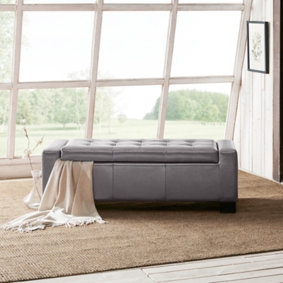 Madison Park Mirage Storage Bench, Gray, rollover