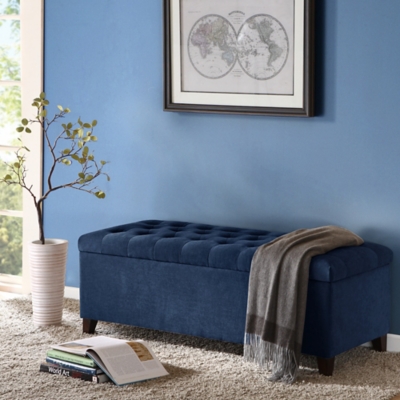 A600034811 Selah Tufted Top Soft Close Storage Bench, Navy sku A600034811