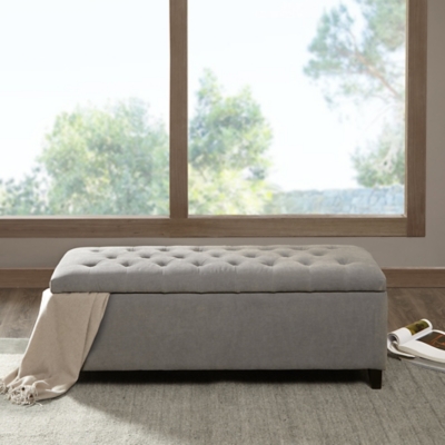 Selah Tufted Top Soft Close Storage Bench, Gray