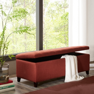 Madison Park Shandra Storage Bench, Rust Red, rollover