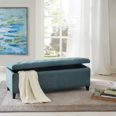 Selah Tufted Top Soft Close Storage Bench, Blue