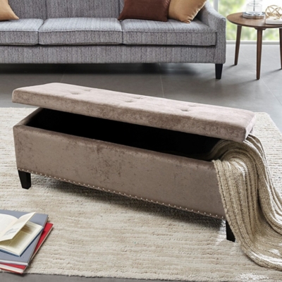 Madison Park Shandra II Storage Bench, Taupe, large