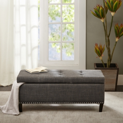 Tahlia Tufted Top Soft Close Storage Bench, Charcoal