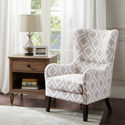 Madison Park Arianna Swoop Wing Chair, Gray/White, large