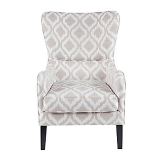 The Madison Park Arianna Swoop Wing Chair offers a unique style and comfort to elevate your home decor. This chic transitional accent chair features a high wing-style back and a comfortable loose seat. Rounded arms help highlight the charming silhouette, while piping details around the edge add dimension. Simple and clean in design, this chair provides a fashionable update to your living room decor. Made with wood | Legs with black finish | Viscose/cotton/polyester upholstery | High-density foam filling | Loose seat cushion | Wingback | Round arm | Piping around edge  | Assembly required