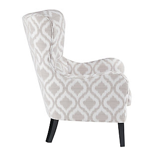 The Madison Park Arianna Swoop Wing Chair offers a unique style and comfort to elevate your home decor. This chic transitional accent chair features a high wing-style back and a comfortable loose seat. Rounded arms help highlight the charming silhouette, while piping details around the edge add dimension. Simple and clean in design, this chair provides a fashionable update to your living room decor. Made with wood | Legs with black finish | Viscose/cotton/polyester upholstery | High-density foam filling | Loose seat cushion | Wingback | Round arm | Piping around edge  | Assembly required