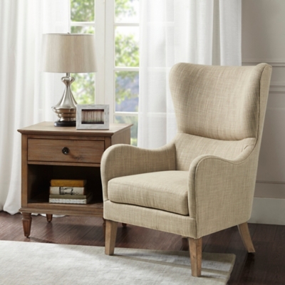 Madison Park Arianna Swoop Wing Chair, Taupe Multi, large
