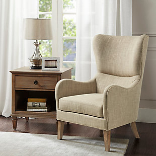Madison Park Arianna Swoop Wing Chair, Taupe Multi, rollover