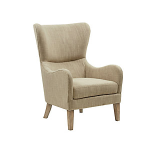 Madison Park Arianna Swoop Wing Chair, Taupe Multi, large