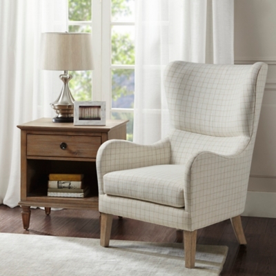 Madison Park Arianna Swoop Wing Chair, Linen, large