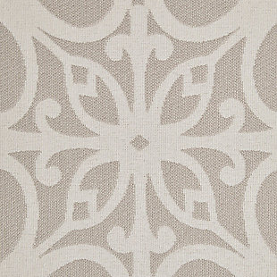 Add an eye-catching touch to your living room with the Madison Park Brooke Tight Back Club Chair. This accent chair features an all-over fretwork pattern on natural-hued upholstery, creating a stunning transitional look. Bronze-tone nailhead trim on the front of the arms and the sides of the back adds an elegant accent to the design. With a comfortable loose cushion and sturdy solid wood legs, this club chair brings a chic style to your home decor.Made with wood | Legs with espresso-hued finish | Rayon/polyester upholstery | Foam filling | Double rows of bronze-tone nailhead trim on arm and side | Round arms | Tight back, loose seat | Assembly required