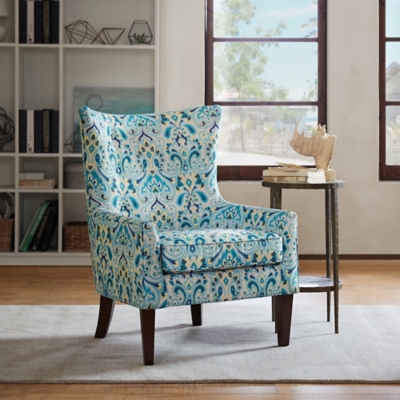 Madison Park Carissa Shelter Wing Chair, Multi, rollover