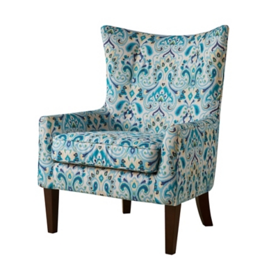 Madison Park Carissa Shelter Wing Chair, Multi, large