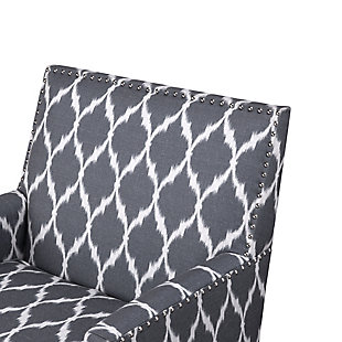 The track arm Colton Club Chair is sure to impress with its sleek contemporary lines, exposed wood legs and nailhead trim. It provides a charming new spin on the classic living room, making it a must-have for modern homemakers.Made with wood | Legs with black finish | Polyester/linen upholstery | High-density foam filling | Silvertone nailhead trim | Tight back, loose seat | Assembly required