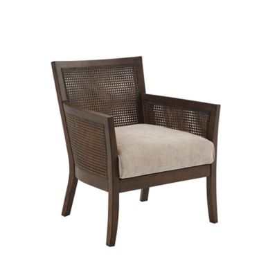 Blake Light Brown Rattan Accent Chair with Fabric Cushion