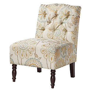 Madison Park Lola Tufted Armless Chair, Cream Multi, large