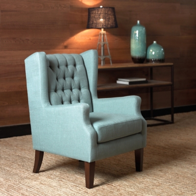 Madison Park Maxwell Wing Chair, Blue, rollover