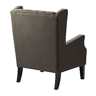 The Maxwell brings a casual twist to the classic wing chair. Its shadowy charcoal-hued woven fabric is enhanced with button tufting and sloped arms. Whether it's used in contemporary or shabby-chic spaces, this chair is sure to delight.Made with wood | Legs with black finish | Polyester/acrylic upholstery | Cushion with High-density foam filling; back with polyurethane foam and polyfiber fill | Loose seat cushion | Button-tufted detailing | Assembly required