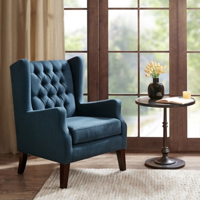 A600034936 Lyle Button Tufted Wing Chair, Navy sku A600034936