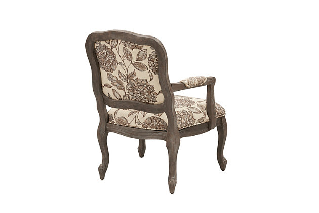 The Monroe Camel Back Chair pays attention to fine detailing like no other. Carefully proportioned, its ornate hand carving on the exposed wood has a polished and poised look that elevates your home instantly.Made with wood | Reclaimed gray finish | Polyester upholstery | High-density foam filling | Hand-carved details | Pillowtop arms | Assembly required