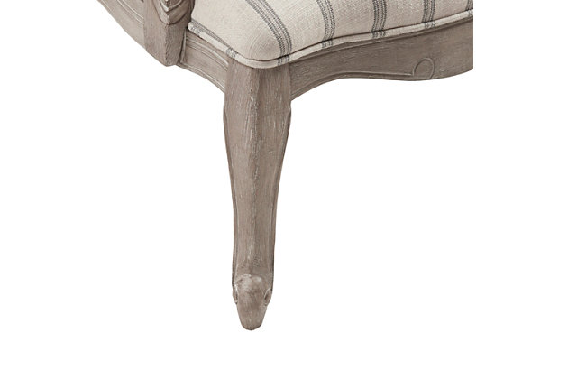 The Monroe Camel Back Chair pays attention to fine detailing like no other. Carefully proportioned, its ornate hand carving on the exposed wood has a polished and poised look that elevates your home instantly.Made with wood | Reclaimed biscuit finish | Polyester upholstery | High-density foam filling | Hand-carved details | Pillowtop arms | Assembly required