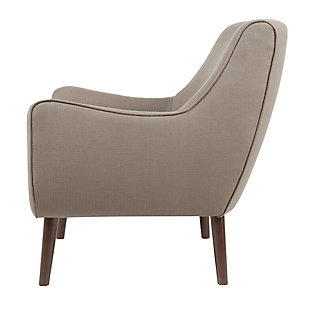 With its mid-century inspired curves, the Oxford Accent Chair can add a soft contrast to a clean-lined, contemporary room. Add a pop of color and superior comfort to your space with ease.Made with wood | Legs with espresso-hued finish | Polyester/rayon upholstery | High-density foam filling | Tight back, loose seat | Assembly required