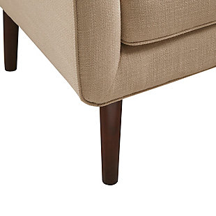 With its mid-century inspired curves, the Oxford Accent Chair can add a soft contrast to a clean-lined, contemporary room. Add a pop of color and superior comfort to your space with ease.Made with wood | Legs with espresso-hued finish | Polyester/linen upholstery | Foam filling | Assembly required