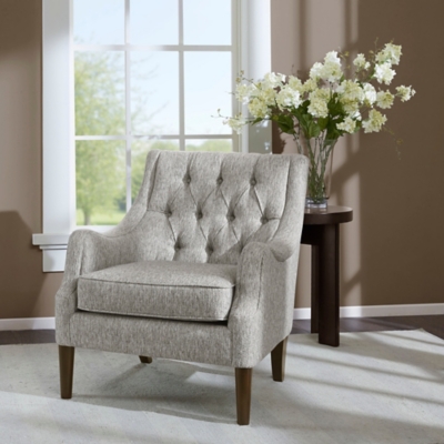 Cassie Button Tufted Accent Chair, Gray