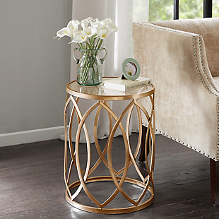 Madison Park Arlo Eyelet Accent Table, Gold/Glass, rollover
