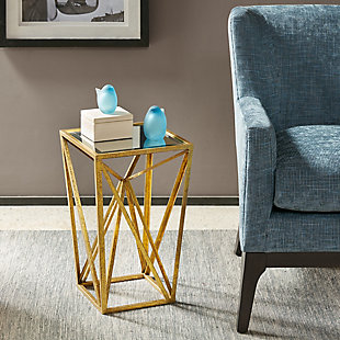 Madison Park Zee Angular Accent Table, Gold, rollover