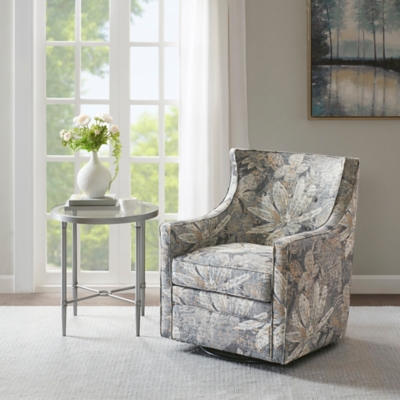 A600034989 Aaron Curve Back Swivel Glider Chair, Blue Multi sku A600034989