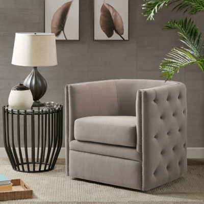 A600035001 Milton Tufted Barrel Swivel Chair, Gray sku A600035001