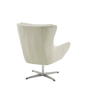 The Madison Park Catalina Swivel Chair offers a combination of style and comfort to update your living room. This swivel chair is upholstered in a rich cream-colored fabric and features a high button-tufted back that adds an elegant touch. The star-shaped silvertone metal base provides sturdy support and allows the chair to rotate 360 degrees. Complete with a removable cushion seat, this swivel chair adds a chic modern touch to your living room decor. Made with wood | Metal base with silvertone finish | Polyester/rayon/linen upholstery | Cushion with foam filling; back with foam and polyfiber batting | 360-degree rotation | Button tufting | Assembly required