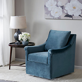 Madison Park Deanna Swivel Chair, Blue, rollover
