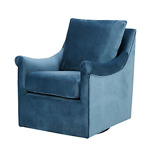 Madison Park Deanna Swivel Chair, Blue, large