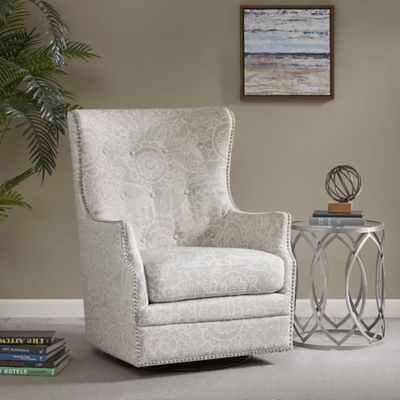 Alyce Swivel Glider Chair, Cream