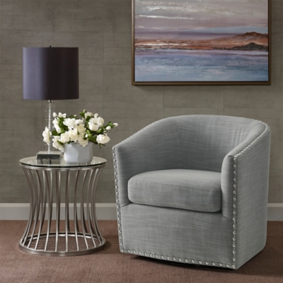 Madison Park Tyler Swivel Chair, Gray, rollover